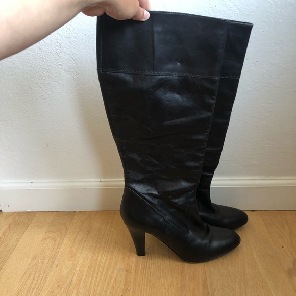 Coach Millie Tall Black Leather Boots size 8.5 made in Italy Y2k - Picture 1 of 7